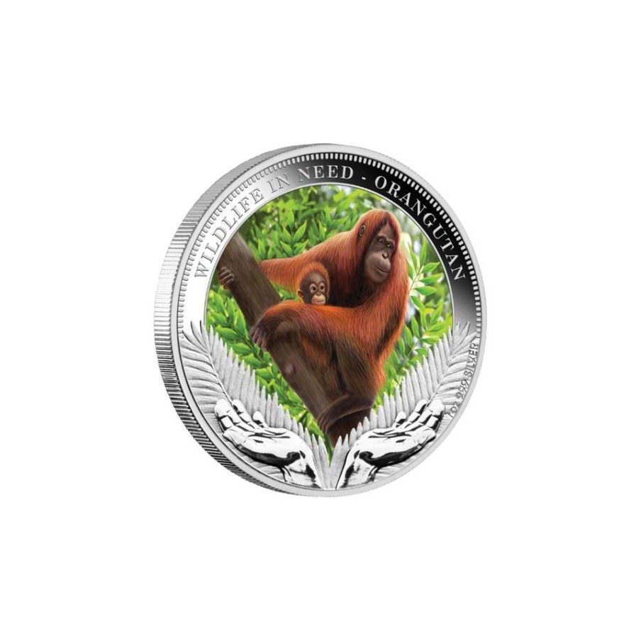 Moneda onza de plata 1$ Tuvalu Orangutan 2011.