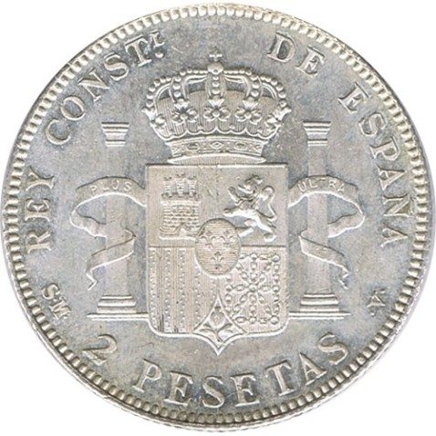 2 Pesetas Plata 1905 *05 Alfonso XIII SM V. SC.