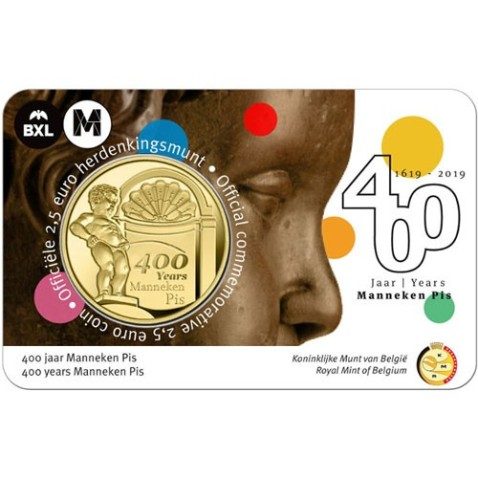 moneda Belgica 2.5 Euros 2019 400 años del Manneken Pis