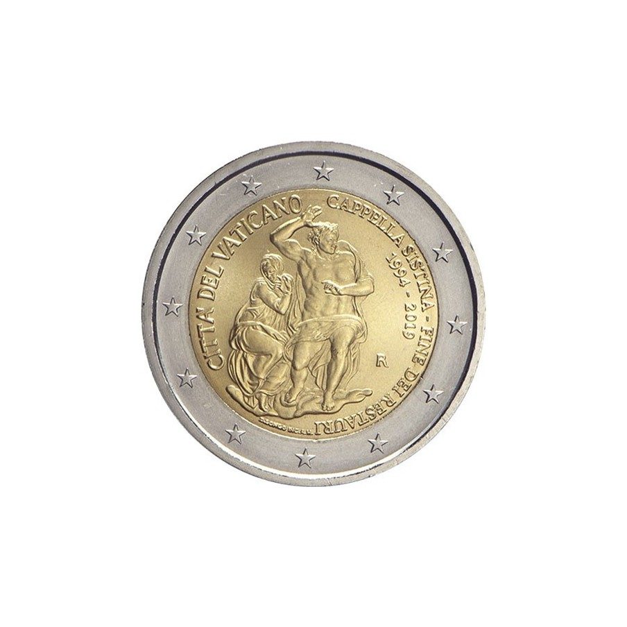 moneda conmemorativa 2 euros Vaticano 2019 Capilla Sixtina