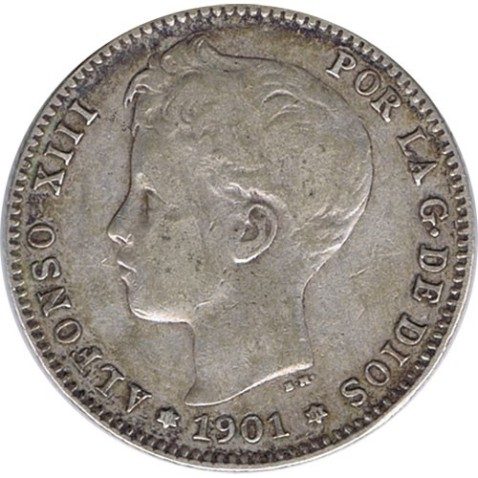 1 Peseta Plata 1901 *01 Alfonso XIII SM V.
