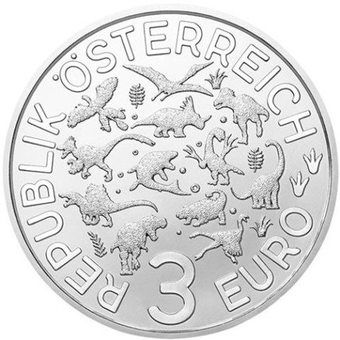 moneda Austria 3 Euros Dino-Taler 2020 Mosasaurus.