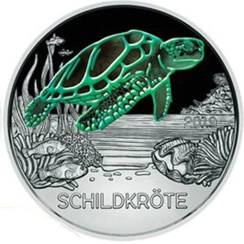 moneda Austria 3 Euros 2019 Tortuga color Tier-Taler.