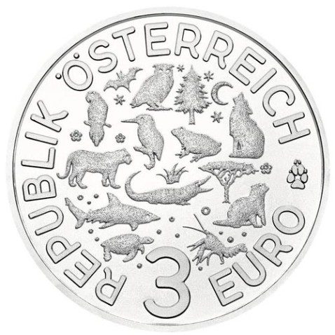 moneda Austria 3 Euros 2019 Nutria color Tier-Taler.