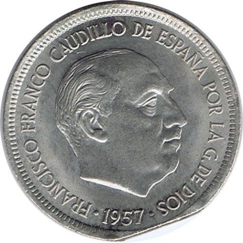 5 pesetas 1957 *19-69. Madrid. Segmentada.