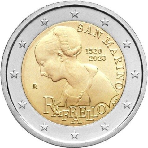 moneda conmemorativa 2 euros San Marino 2020 Raffaello