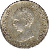 2 Pesetas Plata 1892 *92 Alfonso XIII PG M. EBC