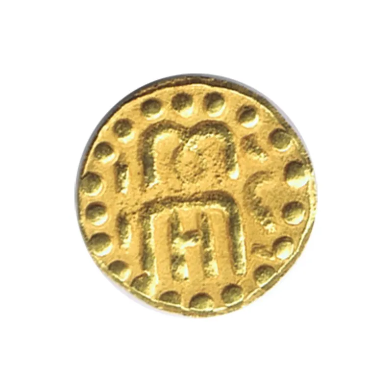 Moneda de oro India pequeño tamaño.