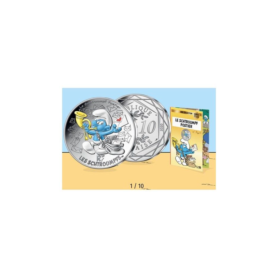 Francia 10€ 2020 Los Pitufos I 10 monedas de plata con estuche.