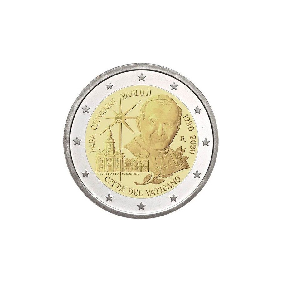 moneda conmemorativa 2 euros Vaticano 2020 Juan Pablo II.