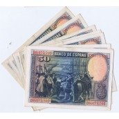 Lote de 10 billetes de 50 Pesetas 15 agosto 1928.