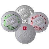 Monedas de plata Italia 5 Euros 2020 Olivetti. 3 monedas