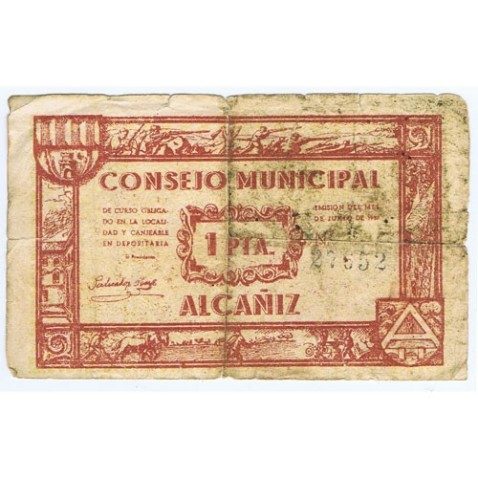 (1937) 1 Peseta Consejo Municipal de Alcañiz