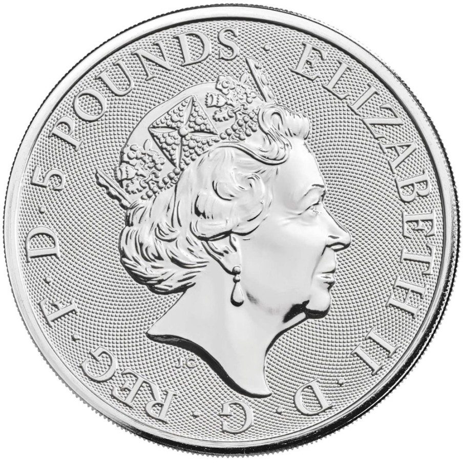 Moneda 2 onzas de plata 5 Pounds Inglaterra Galgo Blanco 2021.