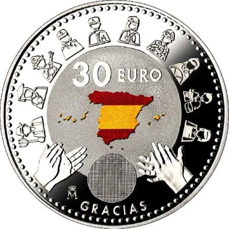 Moneda conmemorativa 30 euros 2020 Covid 19. Color