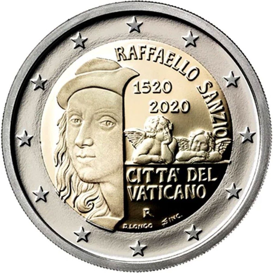 moneda conmemorativa 2 euros Vaticano 2020 Raffaello Sanzio.