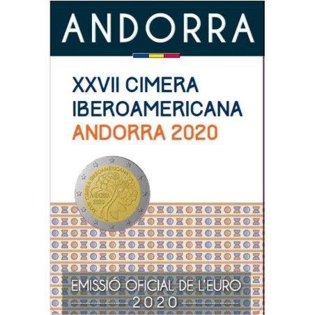 moneda conmemorativa 2 euros Andorra 2020 Iberoamericana. BU.