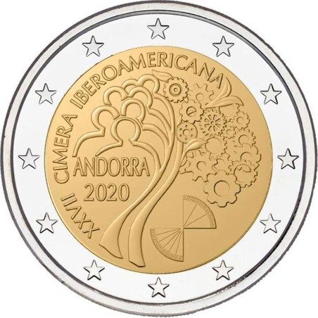 moneda conmemorativa 2 euros Andorra 2020 Iberoamericana. BU.