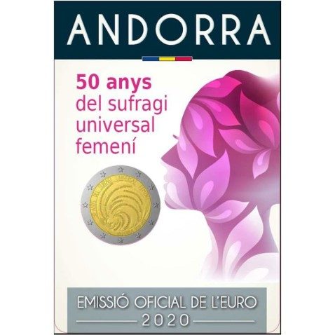 moneda conmemorativa 2 euros Andorra 2020 Sufragio femenino. BU.