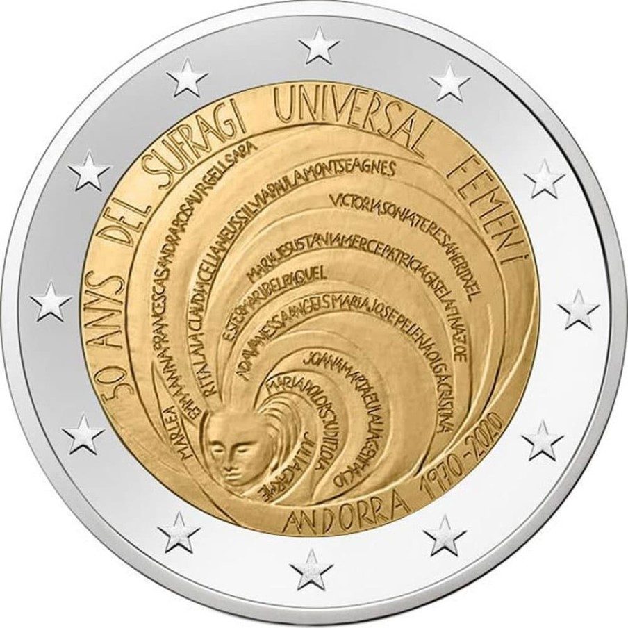 moneda conmemorativa 2 euros Andorra 2020 Sufragio femenino. BU.