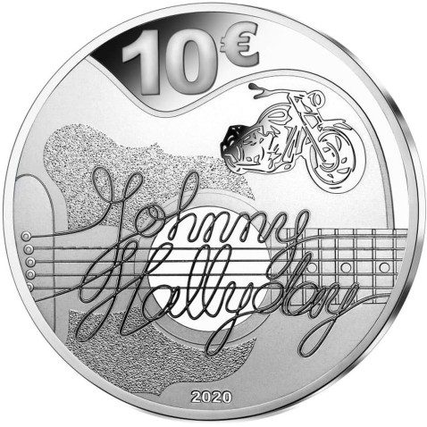 Francia 10€ 2020 Johnny Hallyday. Música. Plata.