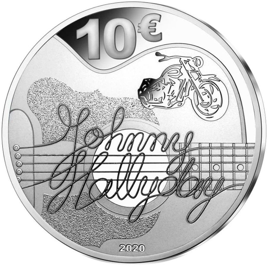 Francia 10€ 2020 Johnny Hallyday. Música. Plata.