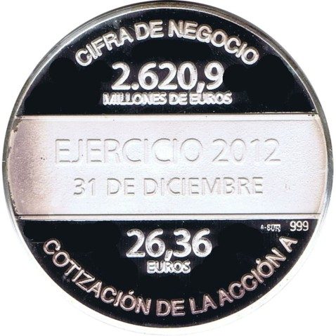 Medalla Media onza de plata pura Grifols Ejercicio 2012.