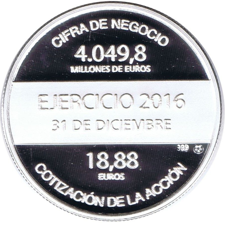 Medalla Media onza de plata pura Grifols Ejercicio 2016.