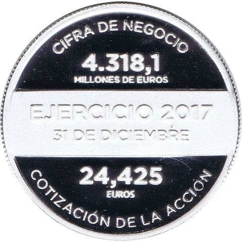 Medalla Media onza de plata pura Grifols Ejercicio 2017.