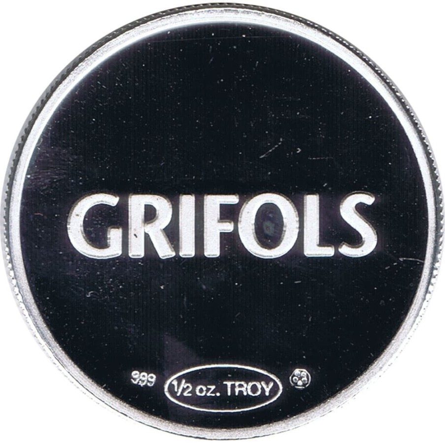 Medalla Media onza de plata pura Grifols Ejercicio 2017.