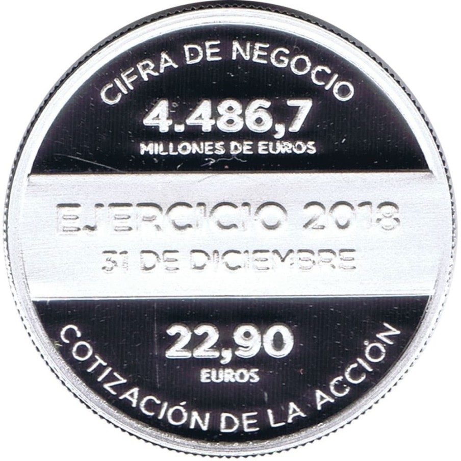 Medalla Media onza de plata pura Grifols Ejercicio 2018.