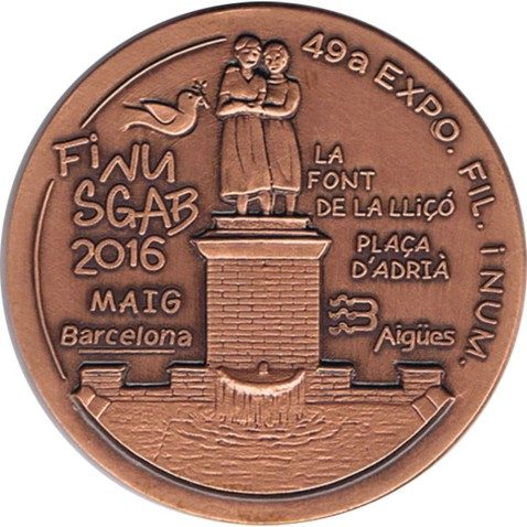 Medalla Exposición Finusgab Barcelona 2016. Bronce.