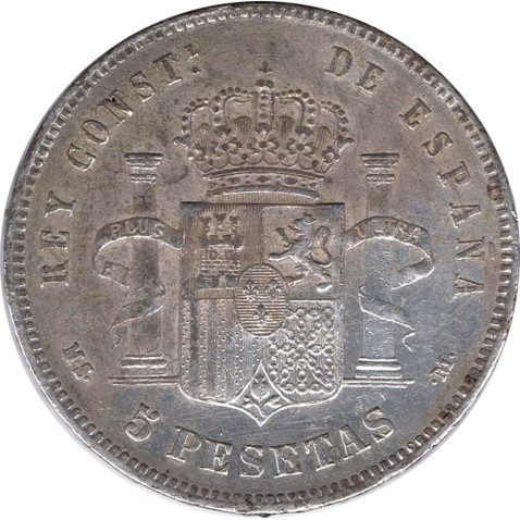 5 Pesetas Plata 1885 *87 Alfonso XII MS M.