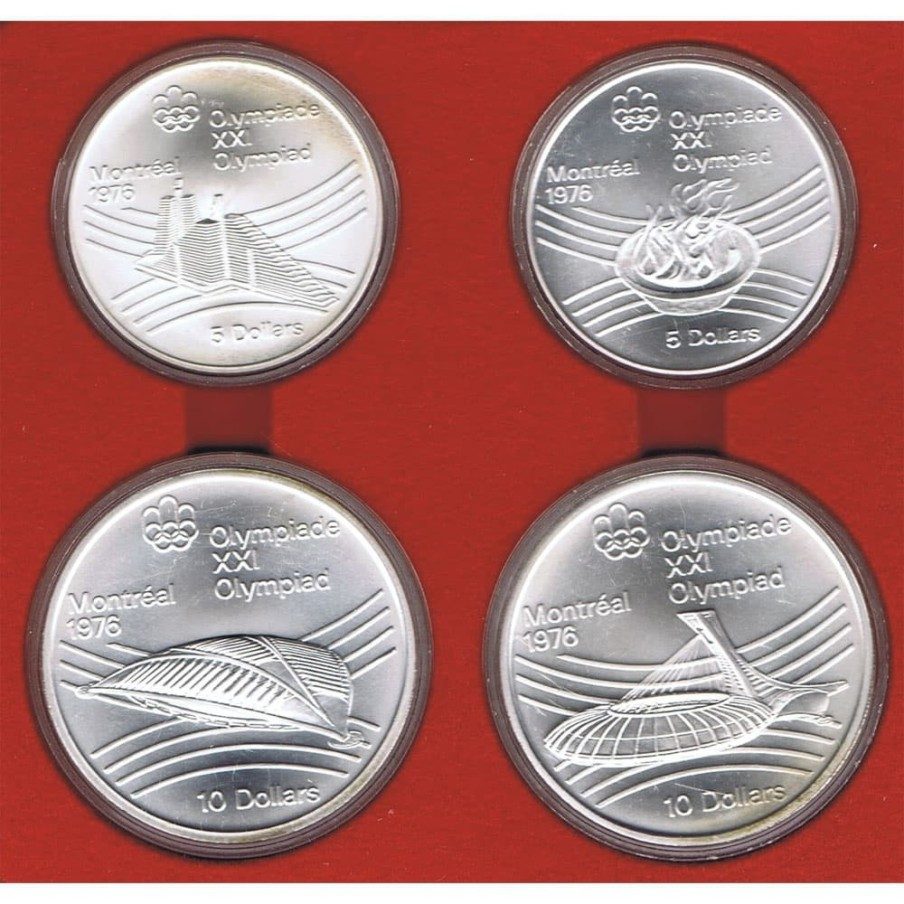 Monedas de plata Canada Montreal 1976. 4 monedas.