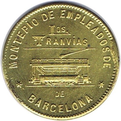 Moneda 10 Centimos Cooperativa Tranvias de Barcelona 1916.