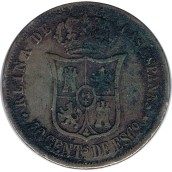 40 Céntimos de Escudo 1866 *66 Isabel II Madrid. Plata.