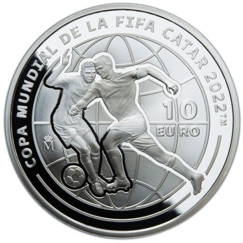 Moneda 2021 Copa Mundial de Fútbol Catar 2022. 10 euros. Plata