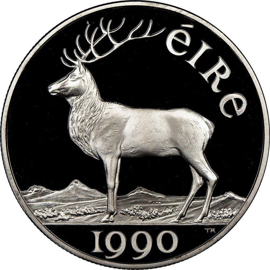 Moneda de plata 10 Ecu Irlanda Ciervo 1990