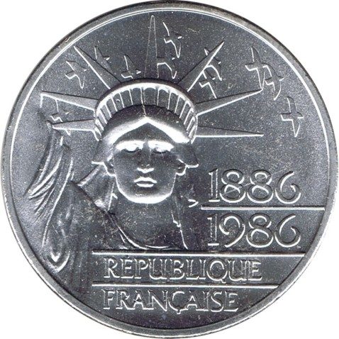 Moneda de plata 100 Francos Francia 1986 Liberté. Piedfort.