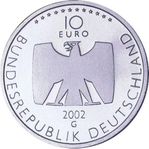 moneda Alemania 10 Euros 2002 G. 50 Años televisión