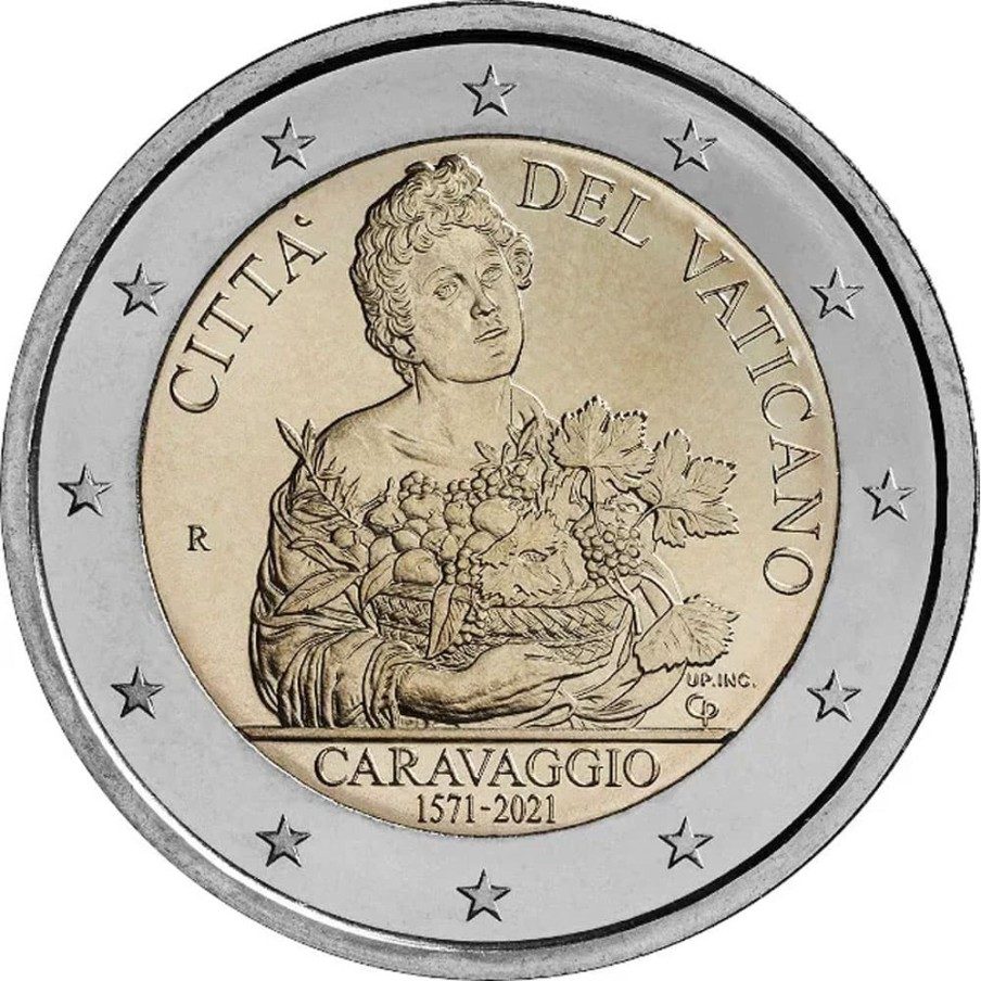 moneda conmemorativa 2 euros Vaticano 2021 Caravaggio.