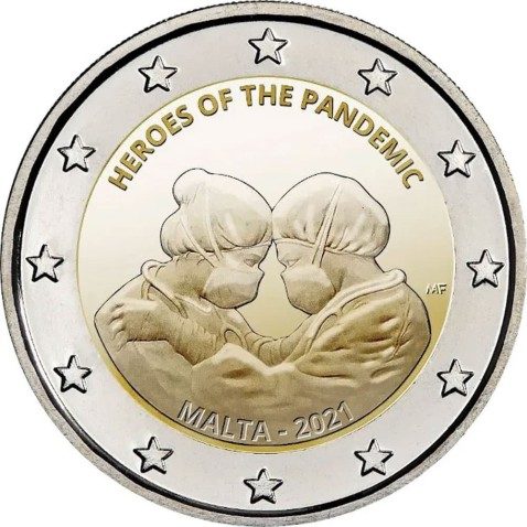 moneda conmemorativa 2 euros Malta 2021 Heroes Pandemia