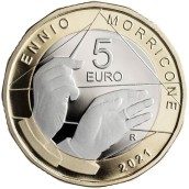 Italia 5 Euros 2021 Ennio Morricone. Música. Cuproníquel.