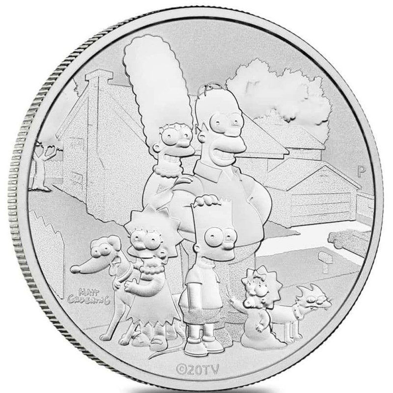 Moneda onza de plata 1$ Tuvalu Familia Simpson 2021