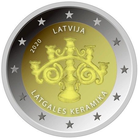 moneda conmemorativa 2 euros Letonia 2020 Cerámica.