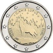 moneda conmemorativa 2 euros Estonia 2021 Lobo.