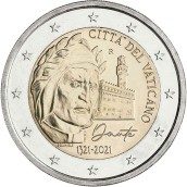 moneda conmemorativa 2 euros Vaticano 2021 Dante.