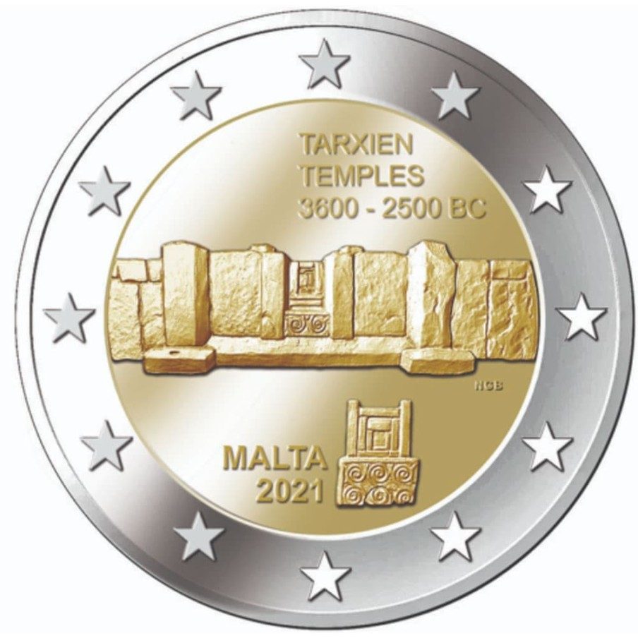 moneda conmemorativa 2 euros Malta 2021 Templos Tarxien.