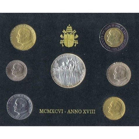 Estuche monedas Vaticano 1996. Juan Pablo II Año XVIII.