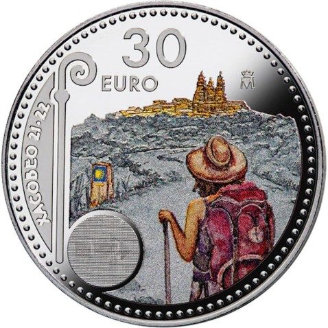 Moneda conmemorativa 30 euros 2021 Año Jacobeo. Color